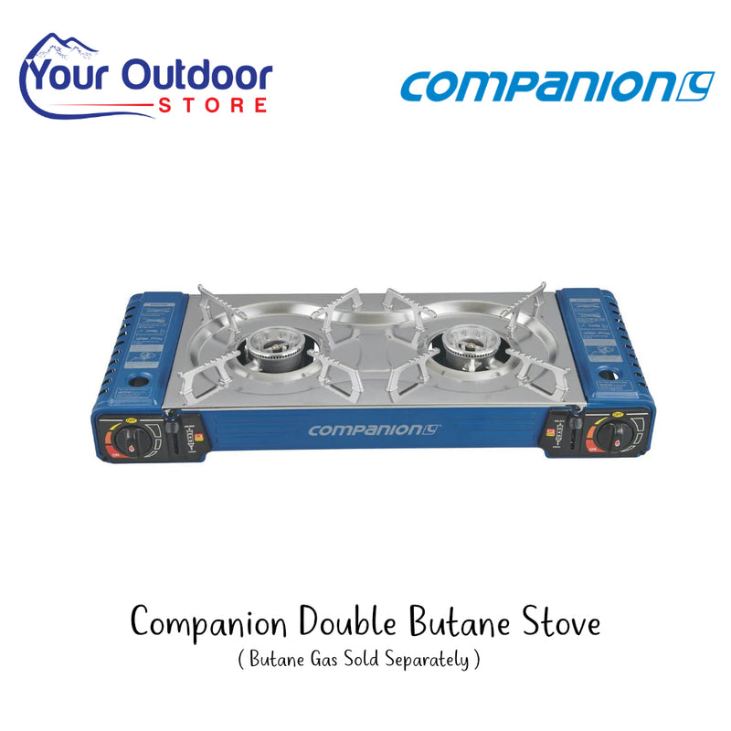 Companion Double Butane Stove | Hero Image Showing All Logos And Titles.