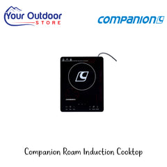 Companion Roam Induction Cooktop | Hero Image Showing All Logos And Titles.