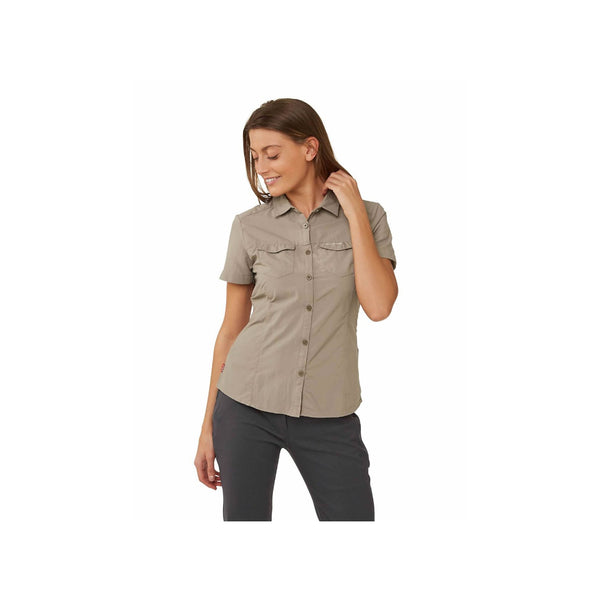 Mushroom | Craghoppers NosLlife Adventure ll Short Sleeved Womens Shirt.