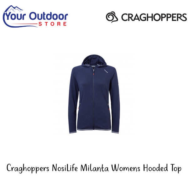 Craghoppers Noslife Milanta Womens Hooded Top | Hero Image Showing All Logos And Titles.