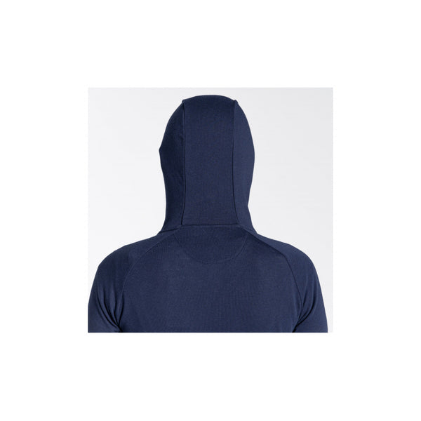 Navy | Craghoppers NosLife Milanta Womens Hooded Top Image Showing Back View Of The Hood Up.