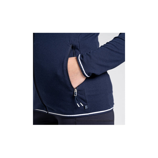 Navy | Craighoppers NosLife Milanta Womens Hooded Top Image Showing Close Up View Of The Zippered Pocket.