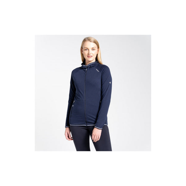 Navy | Craghoppers Noslife MIlanta Womens Hooded Top Image Showing Close Up Front View, Hood Down.