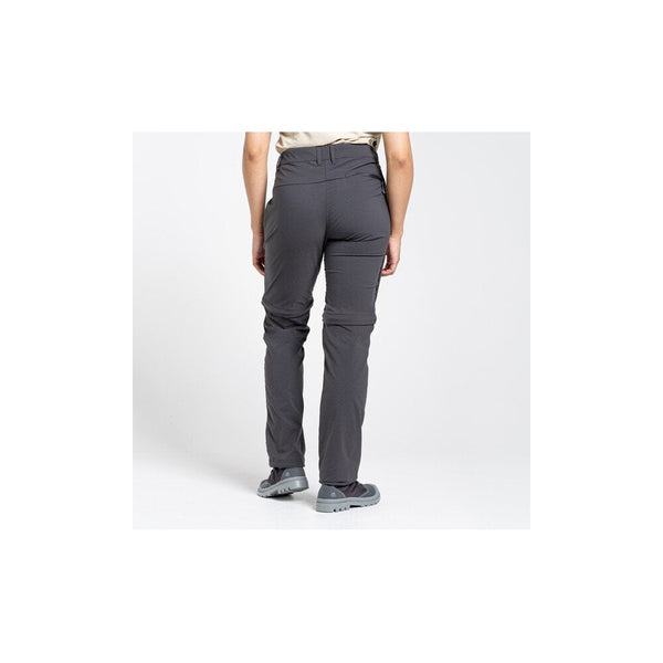 Charcoal | Craghoppers NosiLife Pro II Convertible Womens Trouser Image Showing Back View.