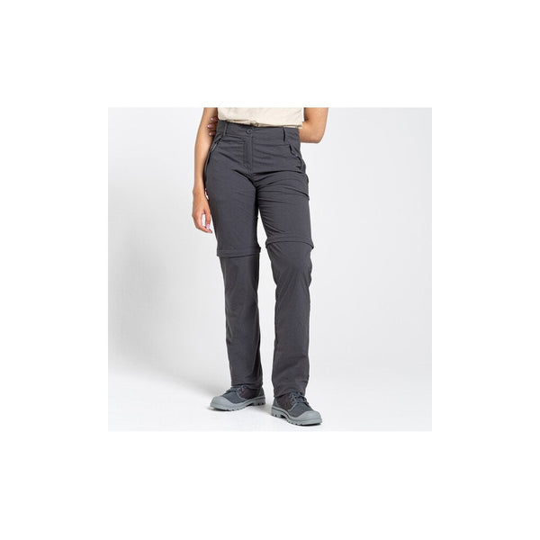 Charcoal | Craghoppers NosiLife Pro II Convertible Womens Trouser Image Showing Front View.