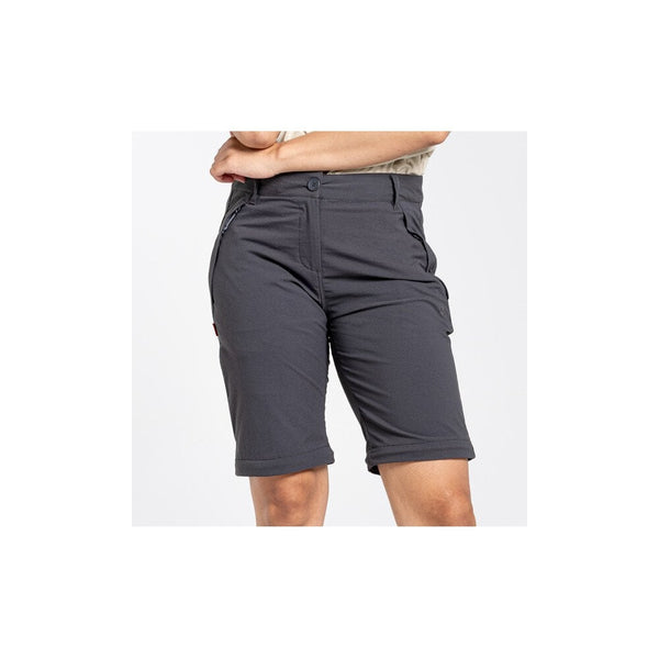 Charcoal | Craghoppers NosiLife Pro II Convertible Womens Trouser Image Showing Font View Of The Shorts.