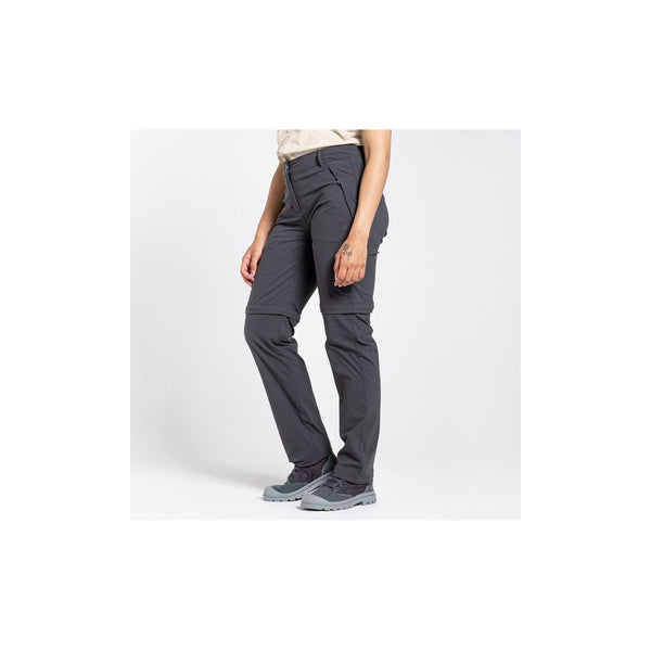 Charcoal | Craghoppers NosiLife Pro II Convertible Womens Trouser Image Showing Side View.