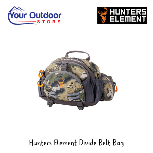 Hunters Element Divided Belt Bag | Hero Image Showing All Logos And Titles.