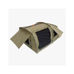 1400 / Khaki | Darche Dirty Dee Swag With 70mm Mattress Image Showing Top View, Awnings Out.