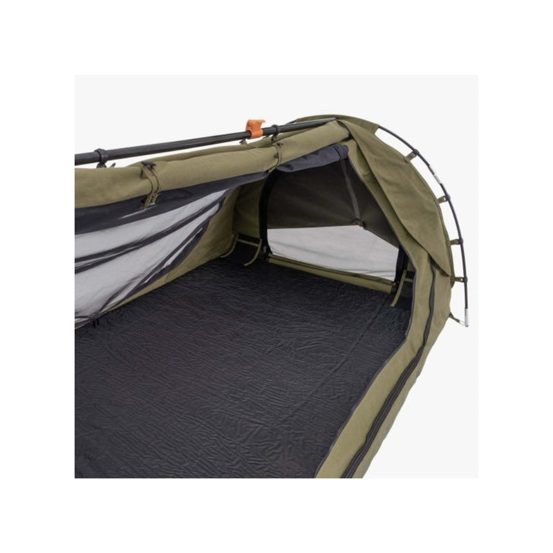 1100+ / 1400+ | 1100+ Darche Dusk To Dawn Swag With 70mm Mattress Image Showing Top View Of The Inside Sleeping Compartment, With Canvas Rolled Up.