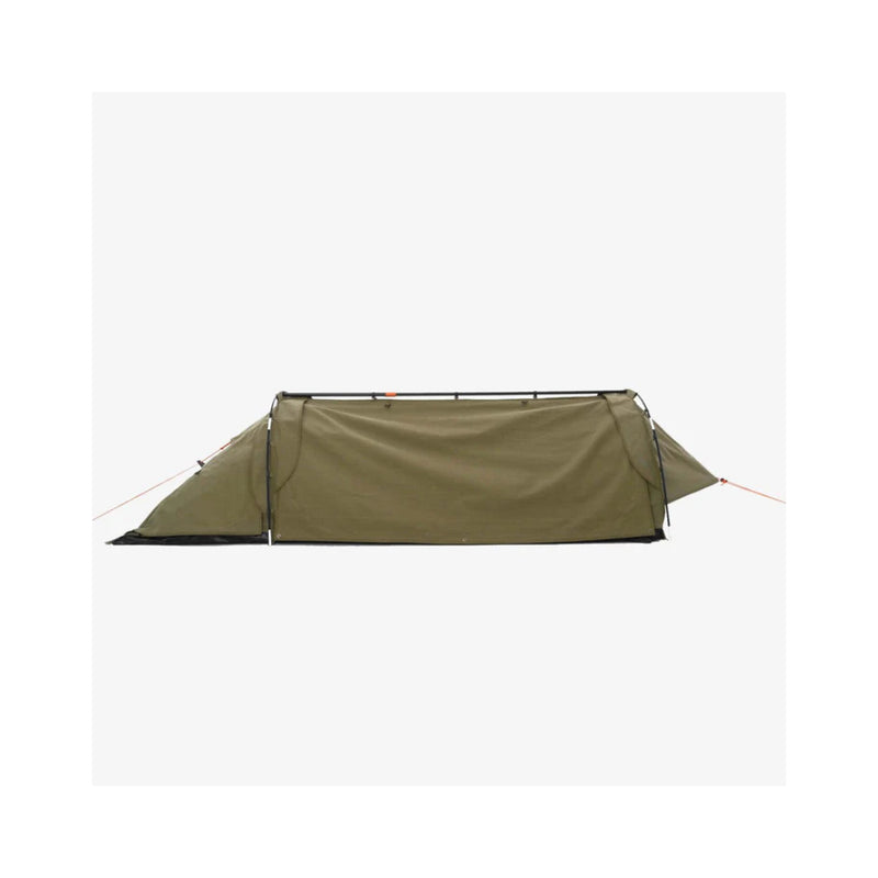 1100+ / 1400+ | 1100+ Darche Dusk To Dawn Swag With 70mm Mattress Image Showing Canvas Panels All Rolled Down And Zipped Closed.