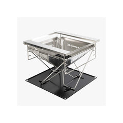 450 | Darche Stainless Steel BBQ Image Showing Angles Side View, No Grill Plate.