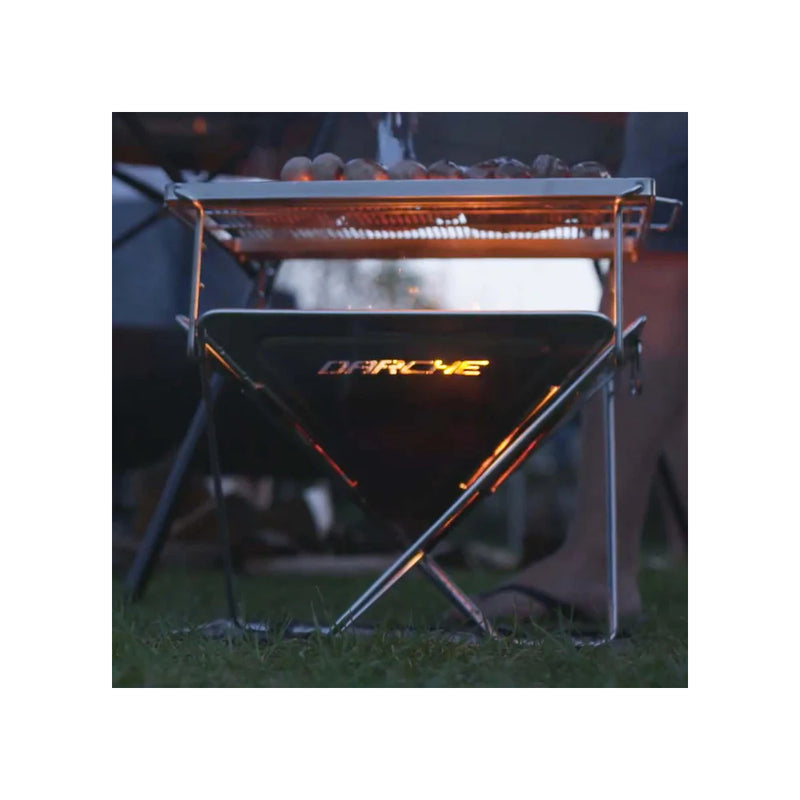 450 | Darche Stainless Steel BBQ Image Showing Side View Food Cooking At Camp.