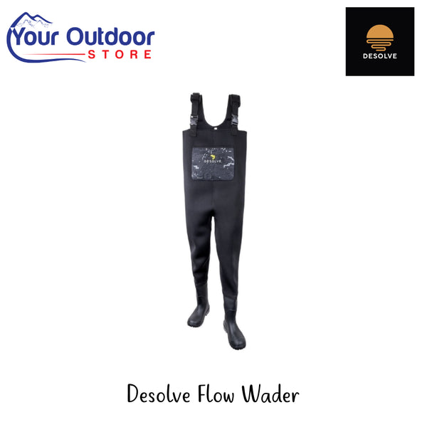 Desolve Flow Wader | Hero Image Showing All Logos And Titles.