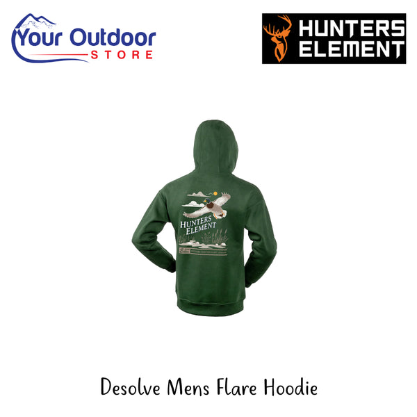 Desolve Mens Flare Hoodie | Hero Image Showing All Logos And Titles.