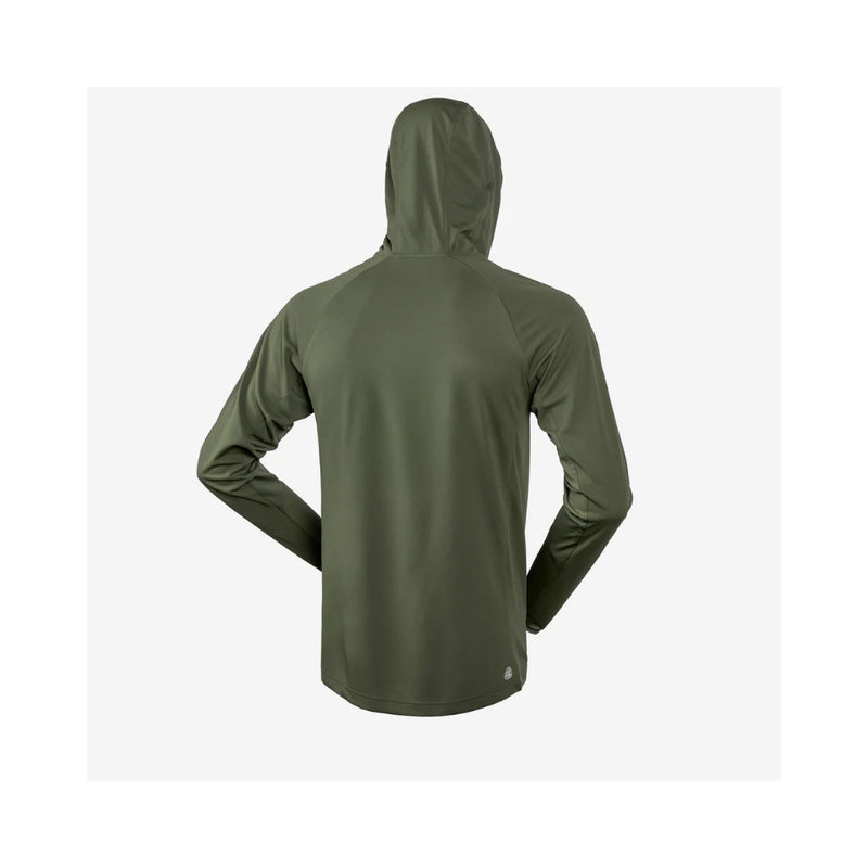 Seaweed | Desolve Mens Helios Hooded Fishing Shirt Image Showing Back View.