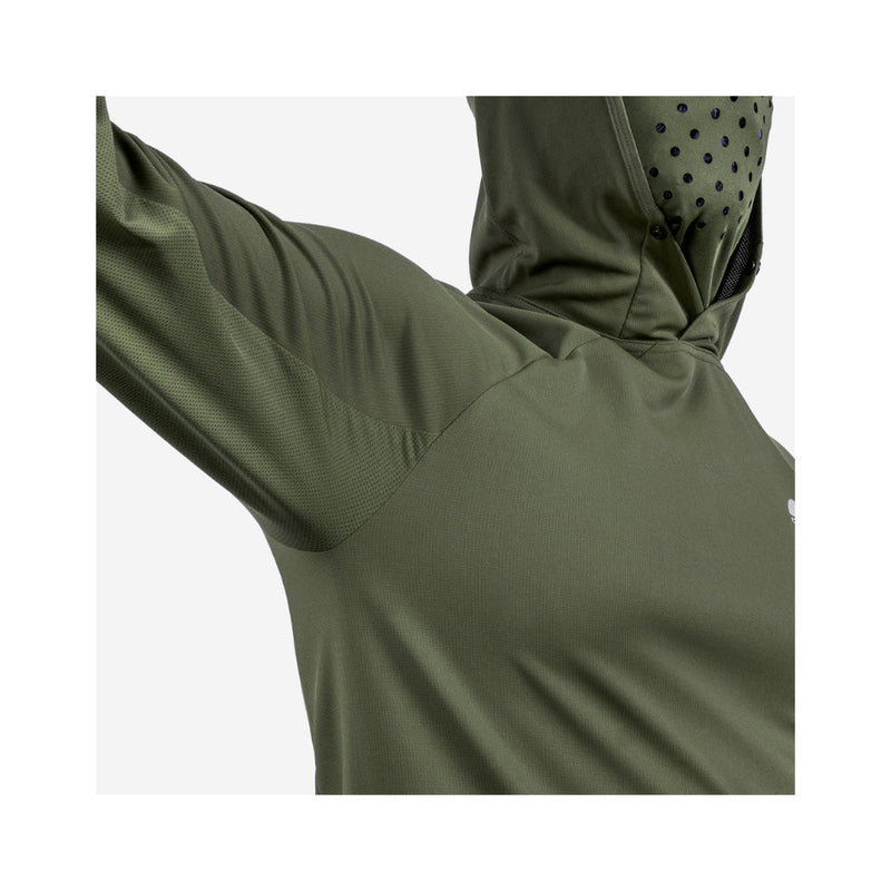 Seaweed | Desolve Mens Helios Hooded Fishing Shirt Image Showing Close Up View Of The Under Arm Seams.