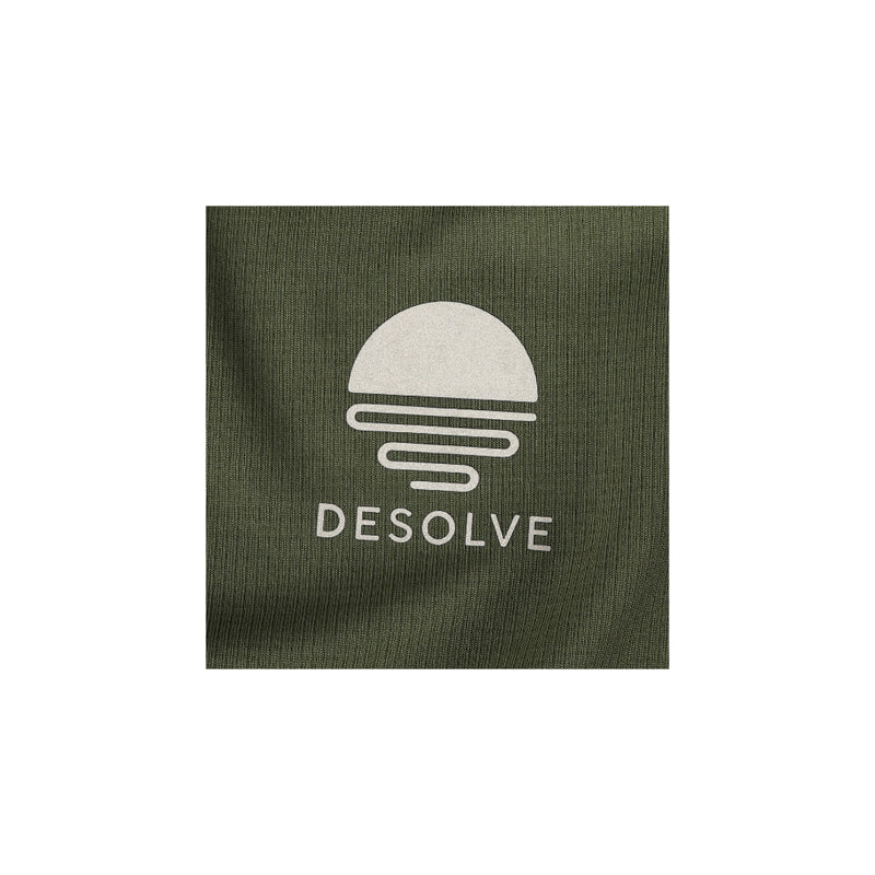 Seaweed | Desolve Mens Helios Hooded Fishing Shirt Image Showing Close Up View Of The Desolve Logo.
