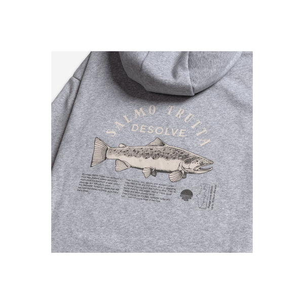 Grey Marle | Desolve Men's Trutta Hoodie Image Showing Close Up View Of The Design On The Back Of The Hoodie.