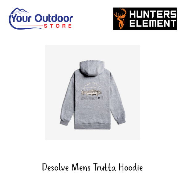 Desolve Mne's Trutta Hoodie | Hero Image Showing All Logos And Titles.