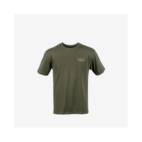 Forest Green | Desolve Piercing Lip Tee Trout Image Showing Front View Of The Tee.