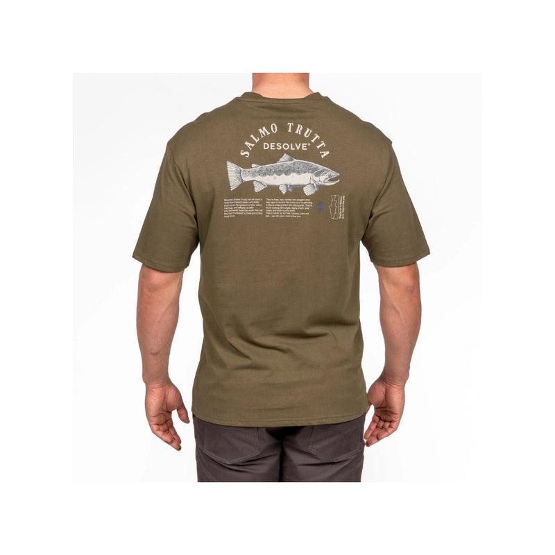 Khaki | Desolve Trutta Tee Image Showing No Logos Or Titles, Back View.