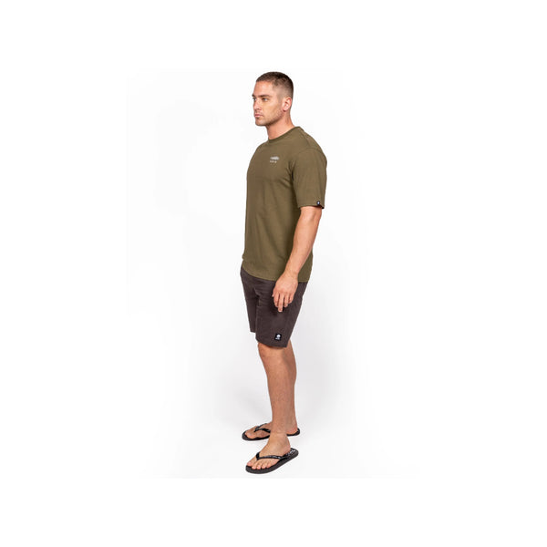 Khaki | Desolve Trutta Tee Image Showing Side View.