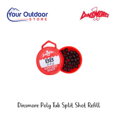 Dinsmore Poly Tub Split Shot Refill | Hero Image Showing All Logos And Titles.