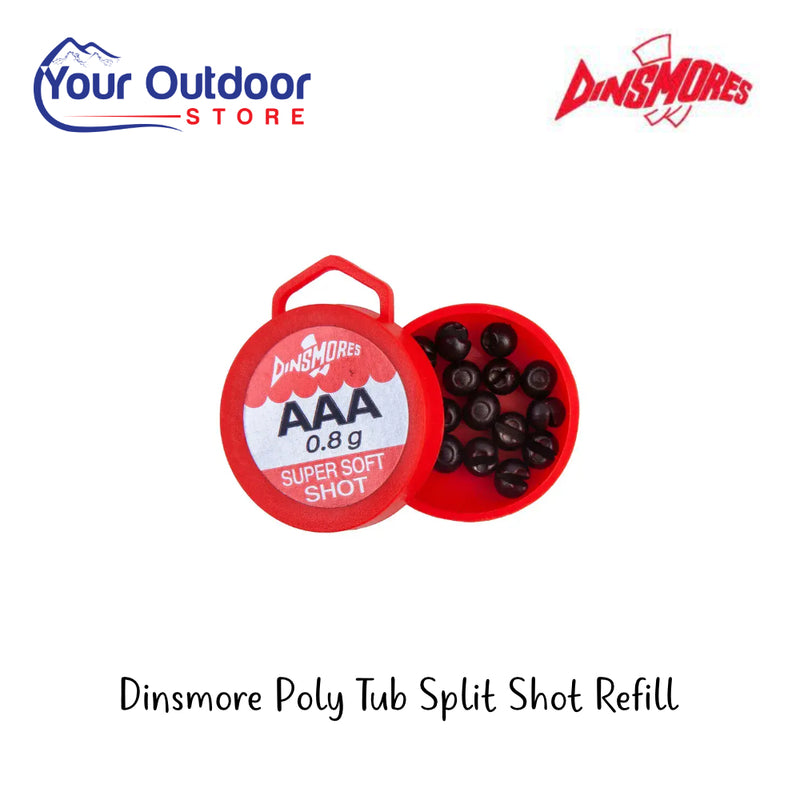 Dinsmore Poly Tub Split Shot Refill | Hero Image Showing All Logos And Titles.