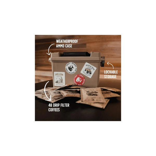 48 Pack | Dog & Gun Mixed Roast Reload Pack Image Showing What Is Included In The Pack.