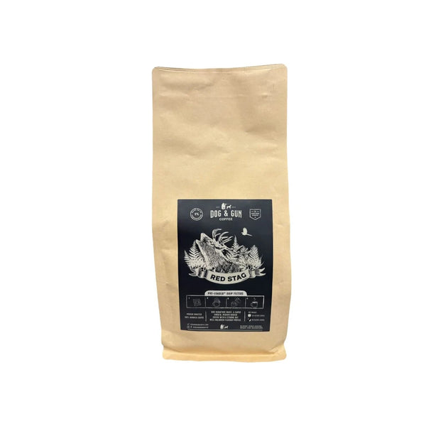 750g | Dog & Gun Red Stag Medium Roast Whole Bean Coffee Image Showing No Logos Or Titles.