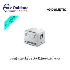 Dometic Cool Ice 56L Rotomoulded Icebox. Hero Image Showing Logos and Title. 