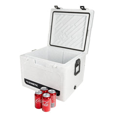 Stone | Dometic Cool Ice 56L Rotomoulded Icebox. Shown Open With Coke Cans.