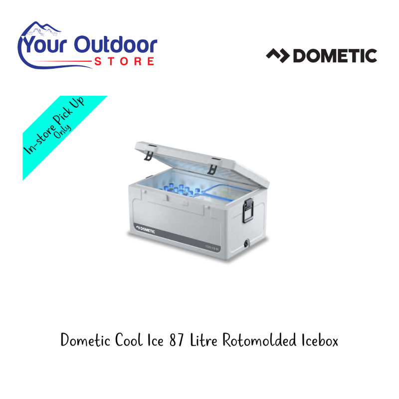 Dometic Cool Ice 87 L Rotomolded Icebox. Hero Image Showing Logos and Title.