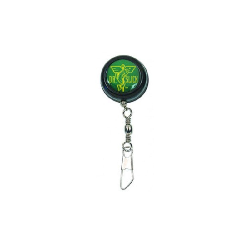 Black/Green | Dr Slick Pin On Reel With Swivel Ring image Showing No Logos Or Titles.