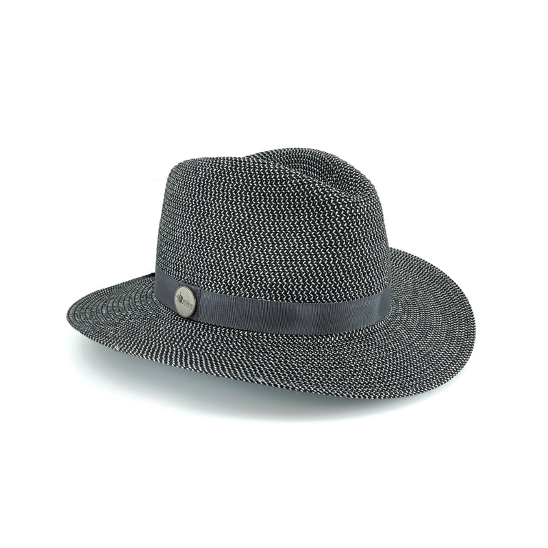 Black Combo |  Evoke Phoenix Panamate Sun Hat Image Showing Image Showing Angled Front View.