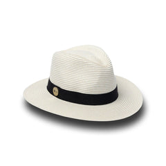Ivory |  Evoke Phoenix Panamate Sun Hat Image Showing Angled Front View.