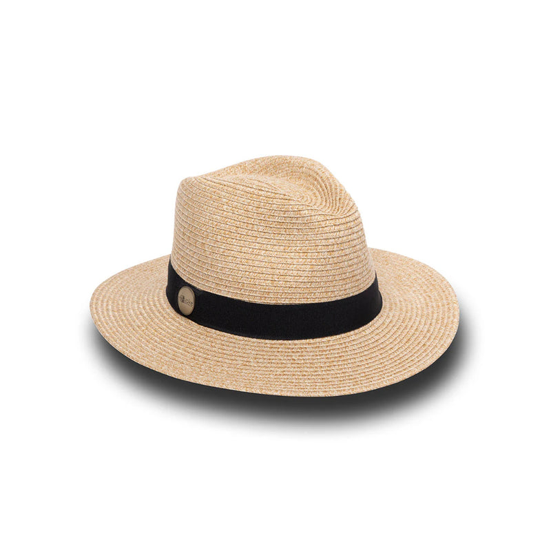 Natural |  Evoke Phoenix Panamate Sun Hat Image Showing Angled Front View.