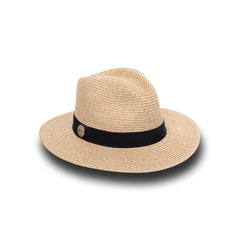 Natural |  Evoke Phoenix Panamate Sun Hat Image Showing Angled Front View.