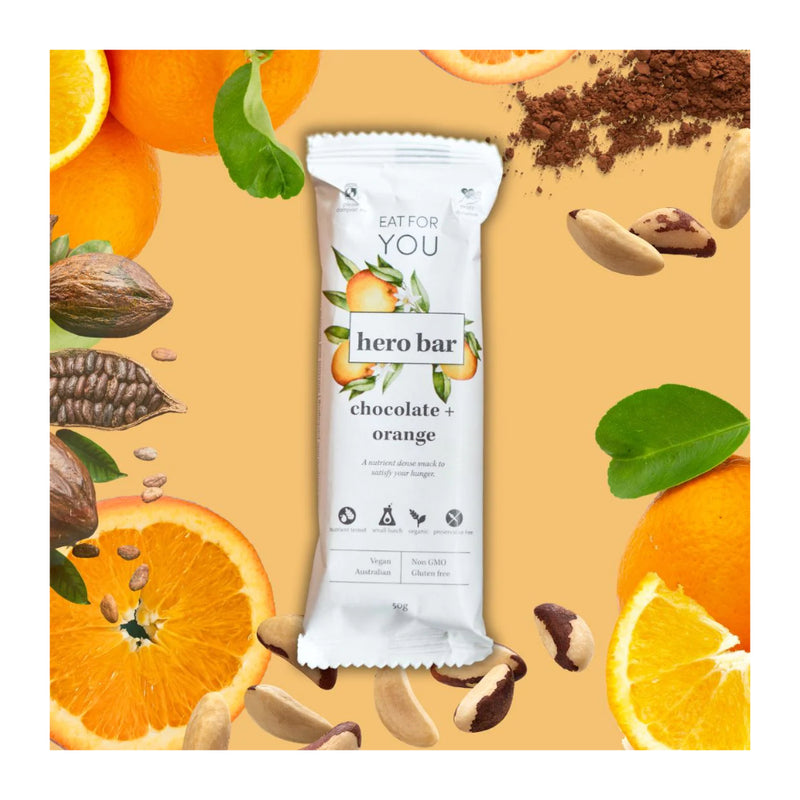 Chocolate and Orange | Eat for You Bar. Shown in Packing.