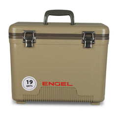 Beige | Engel 18 L Cooler Dry Box. Front View.