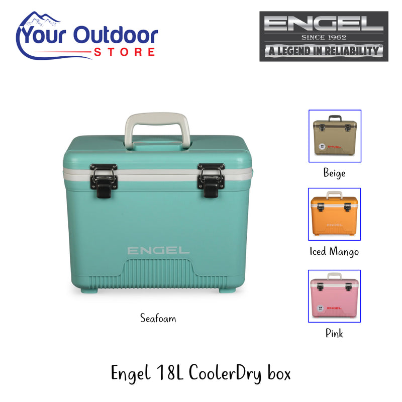 Engel 18L Cooler Dry Box | Hero Image Showing All Logos And Titles.