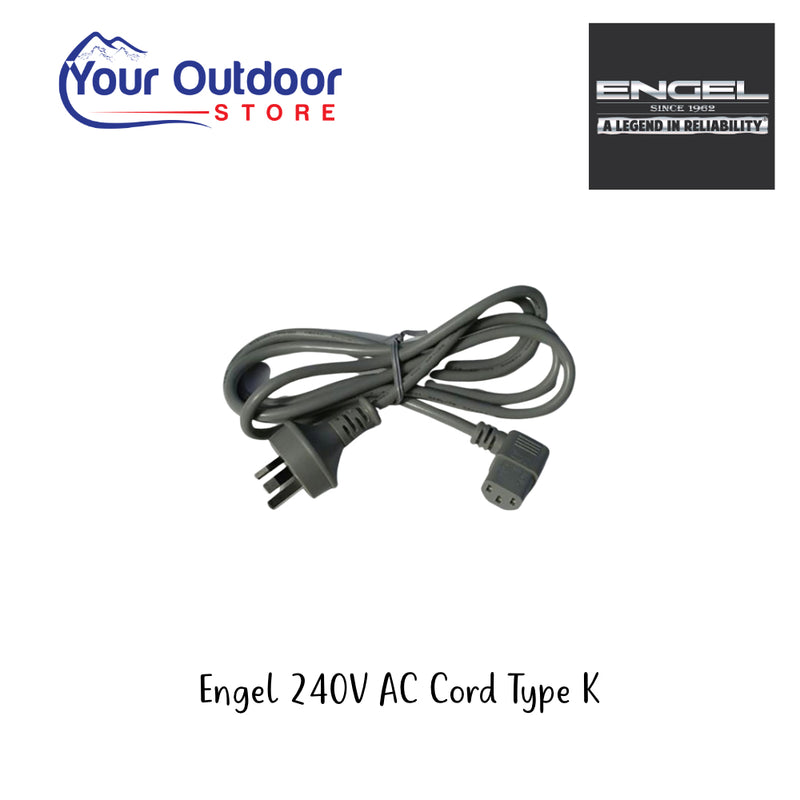 Engel 240V AC Cord Type K. Hero Image Showing Logos and Title. 