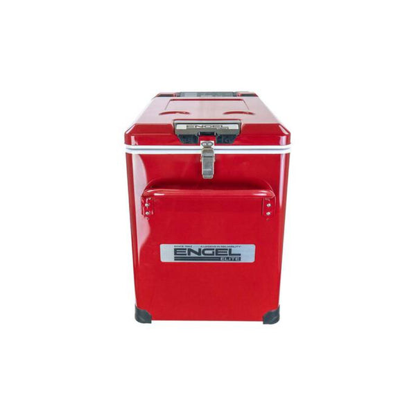 40L / Red | Engel 40L Elite Series Fridge - Freezer Image Showing Front View With Handle And Lid Latch In View.