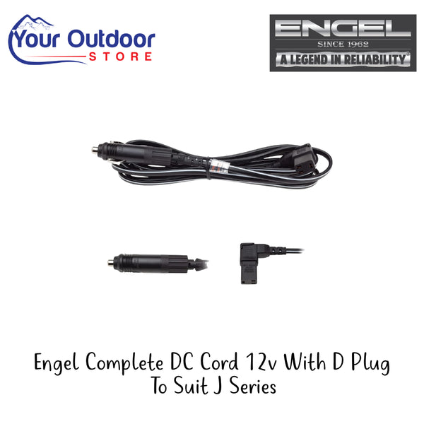 Engel Complete DC Cord 12v With D  Plug To Suit J Series | Hero Image Showing All Logos And Titles.