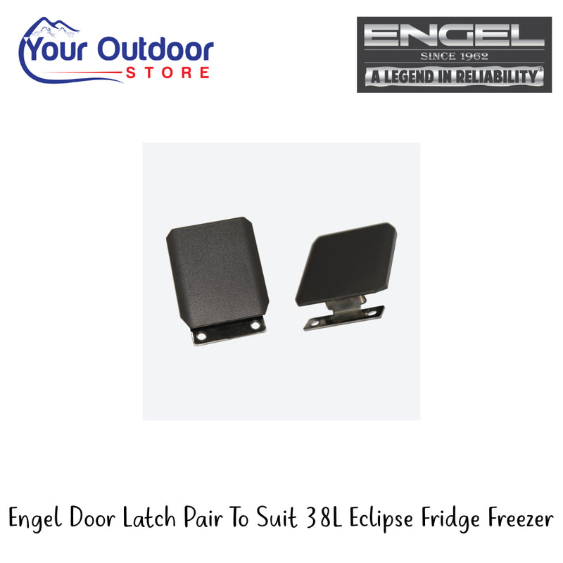 Engel Door Latch Pair To Suit 38L Eclipse Fridge-Freezer | Hero Image Showing All Logos And Titles.