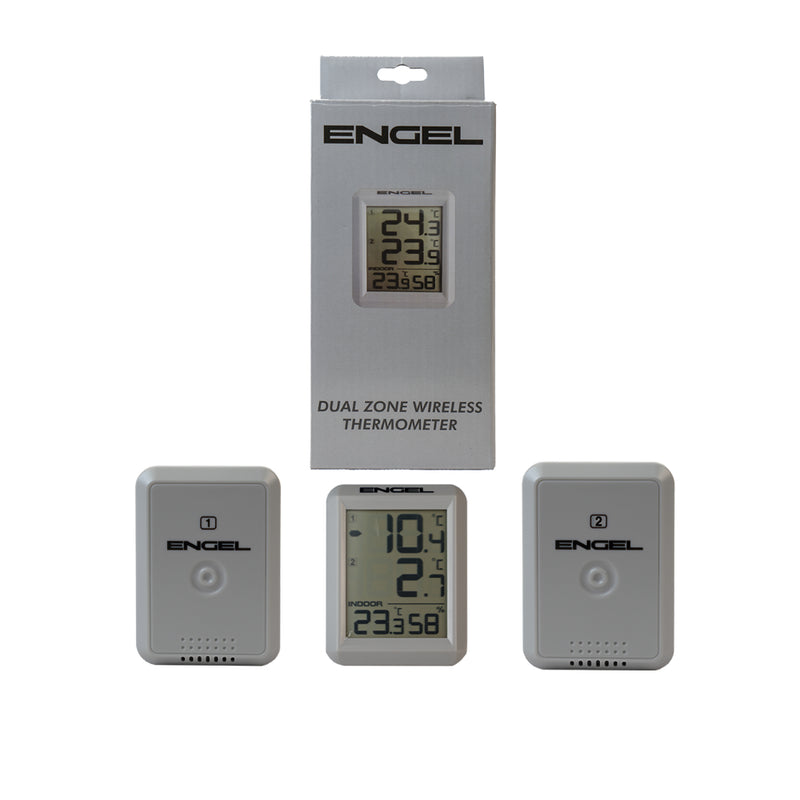 Grey | Engel Dual Zone Wireless Thermometer - Shown as Complete Set.