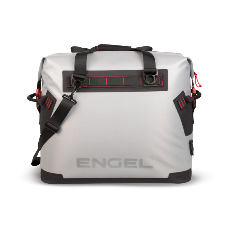 Grey / Red | Engel Premium HD30 Cooler Bag. Back View.