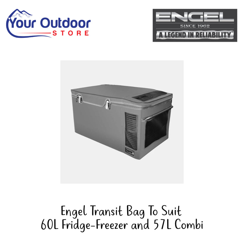 Engel Transit Bag To Suit 60L Fridge-Freezer and 57L Combi | Hero Image Showing All Logos And Titles.