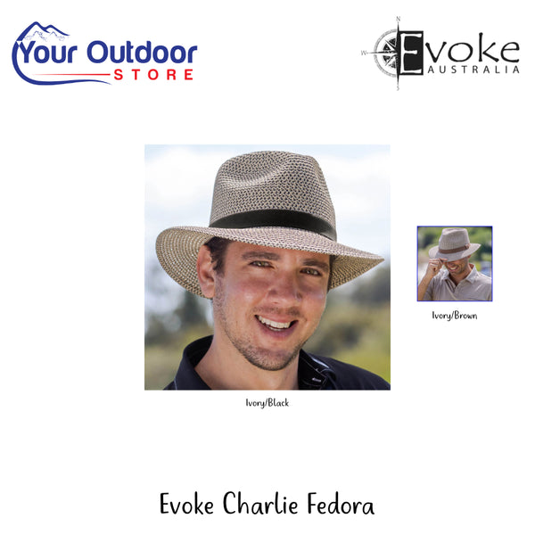 Evoke Charlie Fedora | Hero Image Showing All Logos, Titles And Variants.